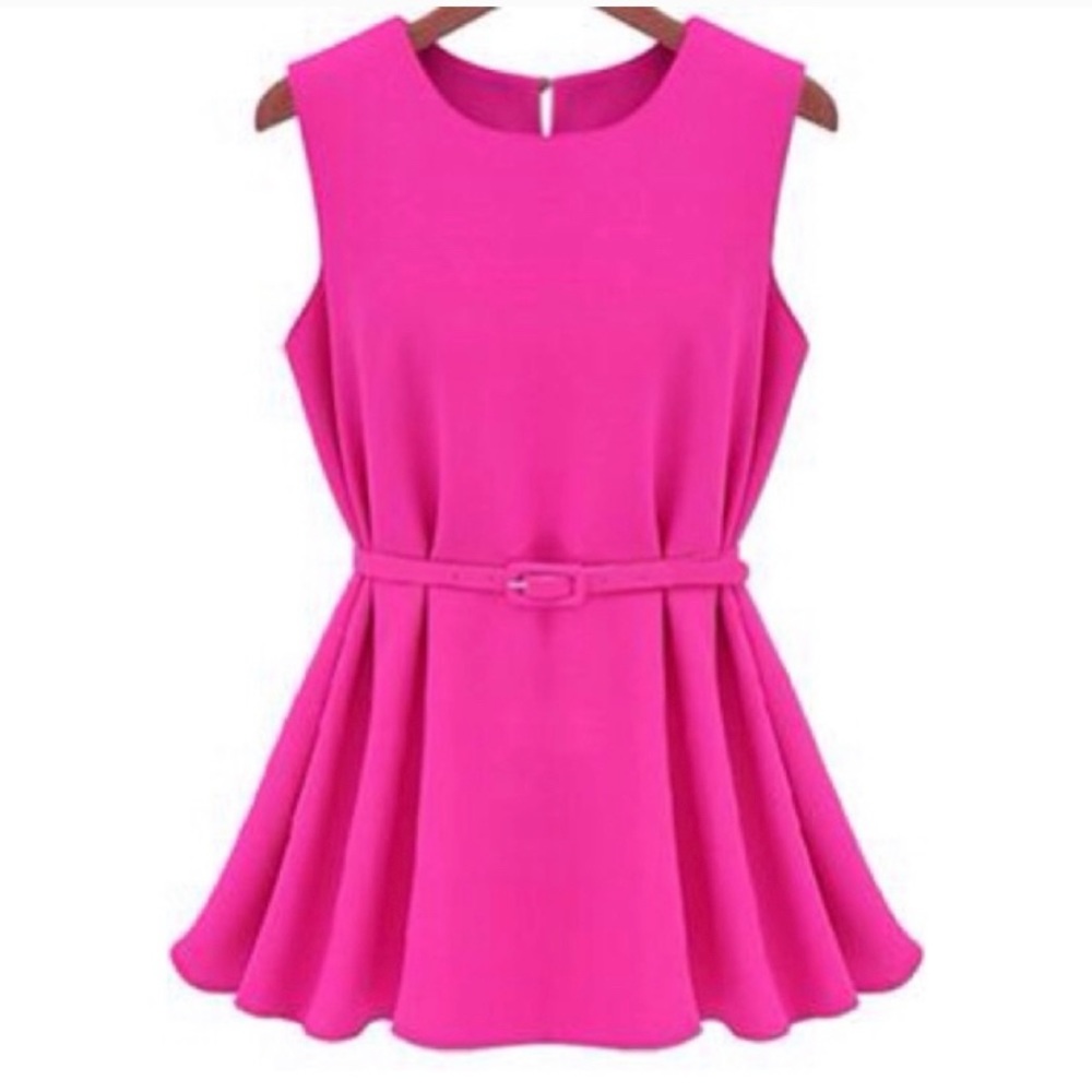 Pink Sleeveless Chiffon Blouse Multiple Sizes - Picture 1 of 4